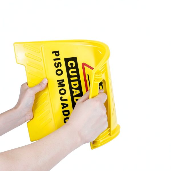 Caution Wet Floor Sign 2 Pack Yellow Double‑Sided Bilingual by-2