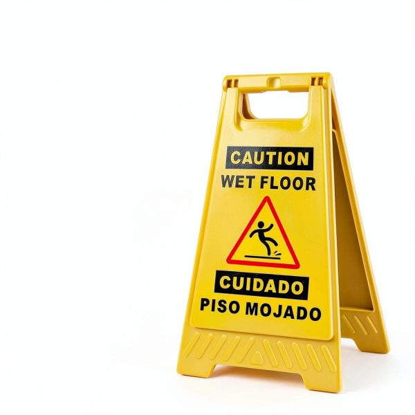 Caution Wet Floor Sign 2 Pack Yellow Double‑Sided Bilingual by-1