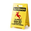 Industrial Wet Floor Sign Matthew Cleaning 19" Yellow Plastic 2‑Sided-3