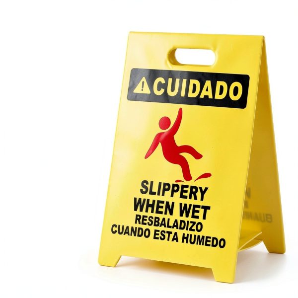 Industrial Wet Floor Sign Matthew Cleaning 19" Yellow Plastic 2‑Sided-3