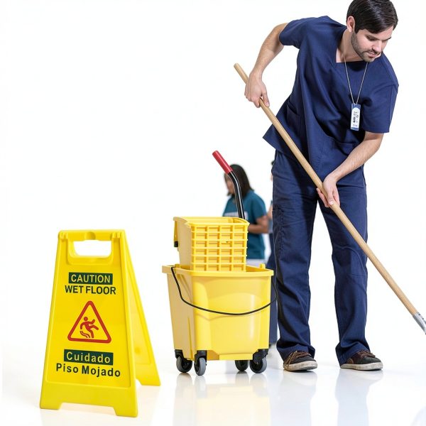 Caution Wet Floor Sign GJC 2-Pack Bright Yellow A-Frame 17.5" Height-5