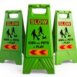 Kids Playing Sign 24in Green 3 Pack by XPCARE Floor Stand Safety Sign-0