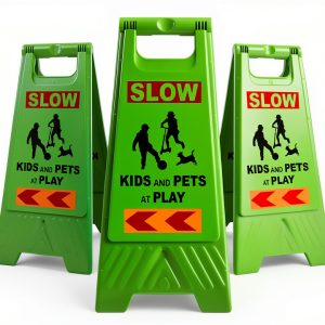 Kids Playing Sign 24in Green 3 Pack by XPCARE Floor Stand Safety Sign-0