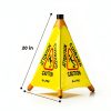 Alpine Caution Wet Floor Sign Wall Mounted Foldable Yellow 20in-4