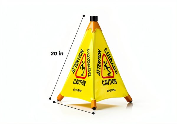 Alpine Caution Wet Floor Sign Wall Mounted Foldable Yellow 20in-4