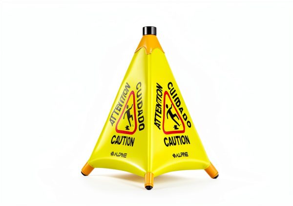 Alpine Caution Wet Floor Sign Wall Mounted Foldable Yellow 20in-5