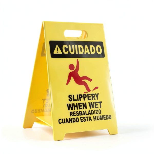 Industrial Wet Floor Sign Matthew Cleaning 19" Yellow Plastic 2‑Sided-5