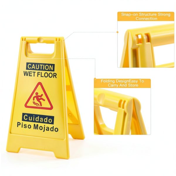 Caution Wet Floor Sign GJC 2-Pack Bright Yellow A-Frame 17.5" Height-2