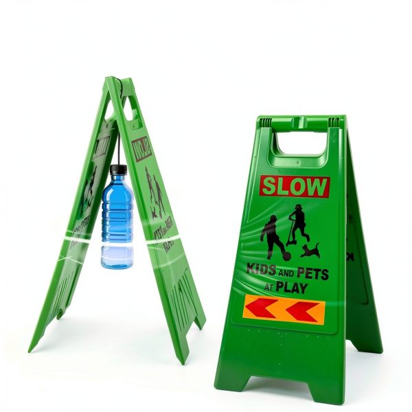 Kids Playing Sign 24in Green 3 Pack by XPCARE Floor Stand Safety Sign-4