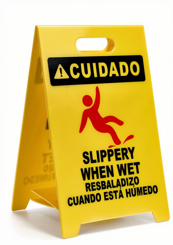 Industrial Wet Floor Sign Matthew Cleaning 19" Yellow Plastic 2‑Sided-0