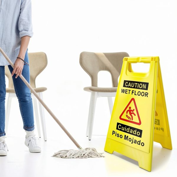 Caution Wet Floor Sign 4-Pack YOLNEXI Yellow Double‑Sided A‑Frame17.5"-4