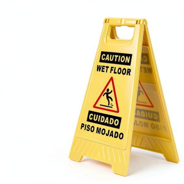 Caution Wet Floor Sign 2 Pack Yellow Double‑Sided Bilingual by-4
