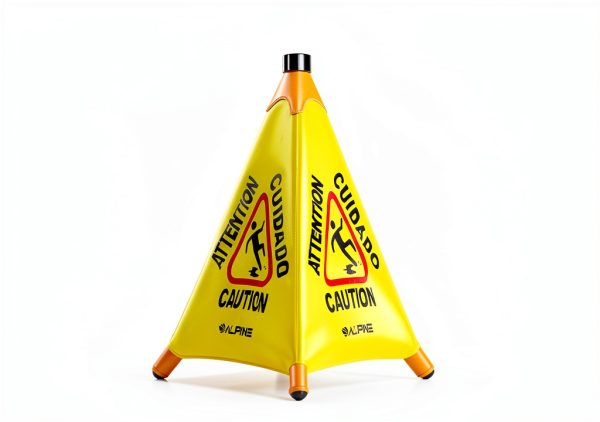 Alpine Caution Wet Floor Sign Wall Mounted Foldable Yellow 20in-2