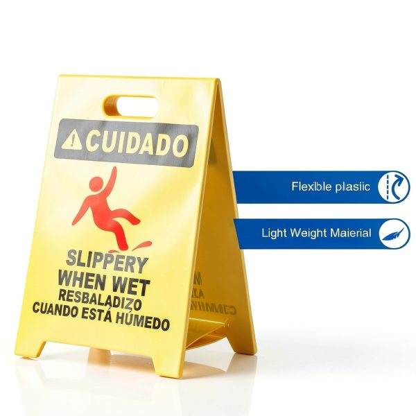 Industrial Wet Floor Sign Matthew Cleaning 19" Yellow Plastic 2‑Sided-6